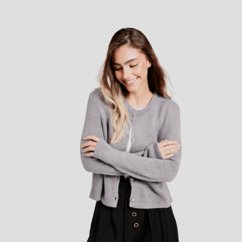 NIA Ariana Cardigan - L/XL Gray Button Up Classic